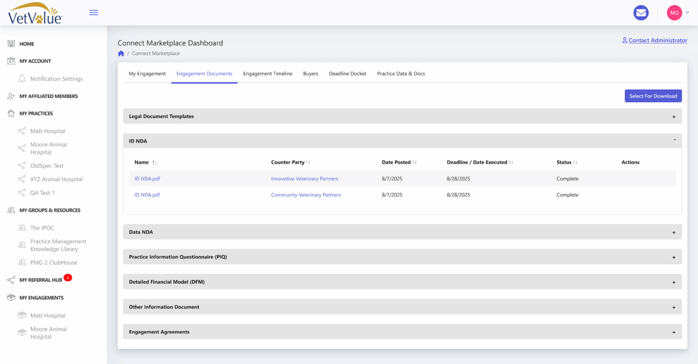 VetValue Connect Engagement Documents